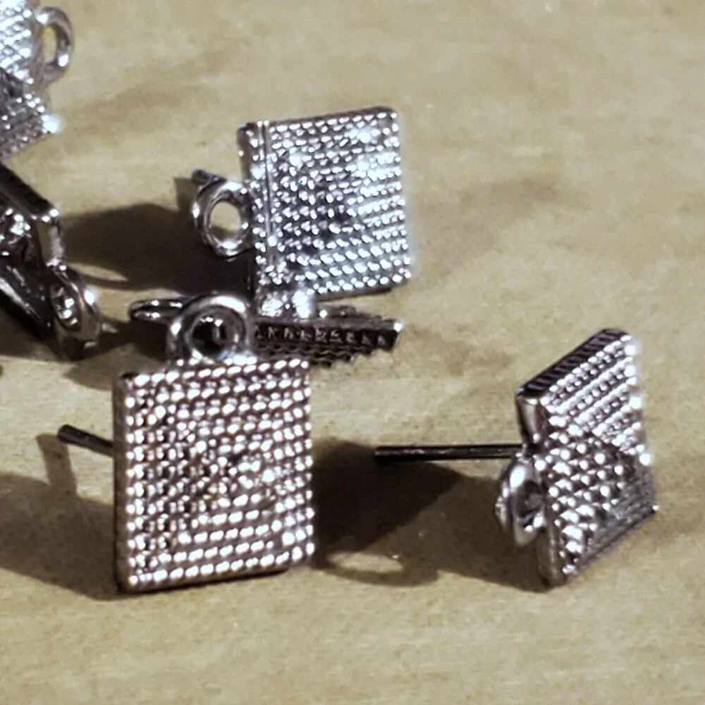 Avant Garde Gunmetal Black Egyptian Pyramid Dotted Earring Post Findings 10pcs